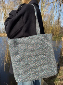 Rhodes net med blomster - navy/grøn