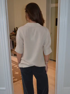 Ria bluse i hørblanding - Beige