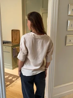 Ria bluse i hørblanding - Beige