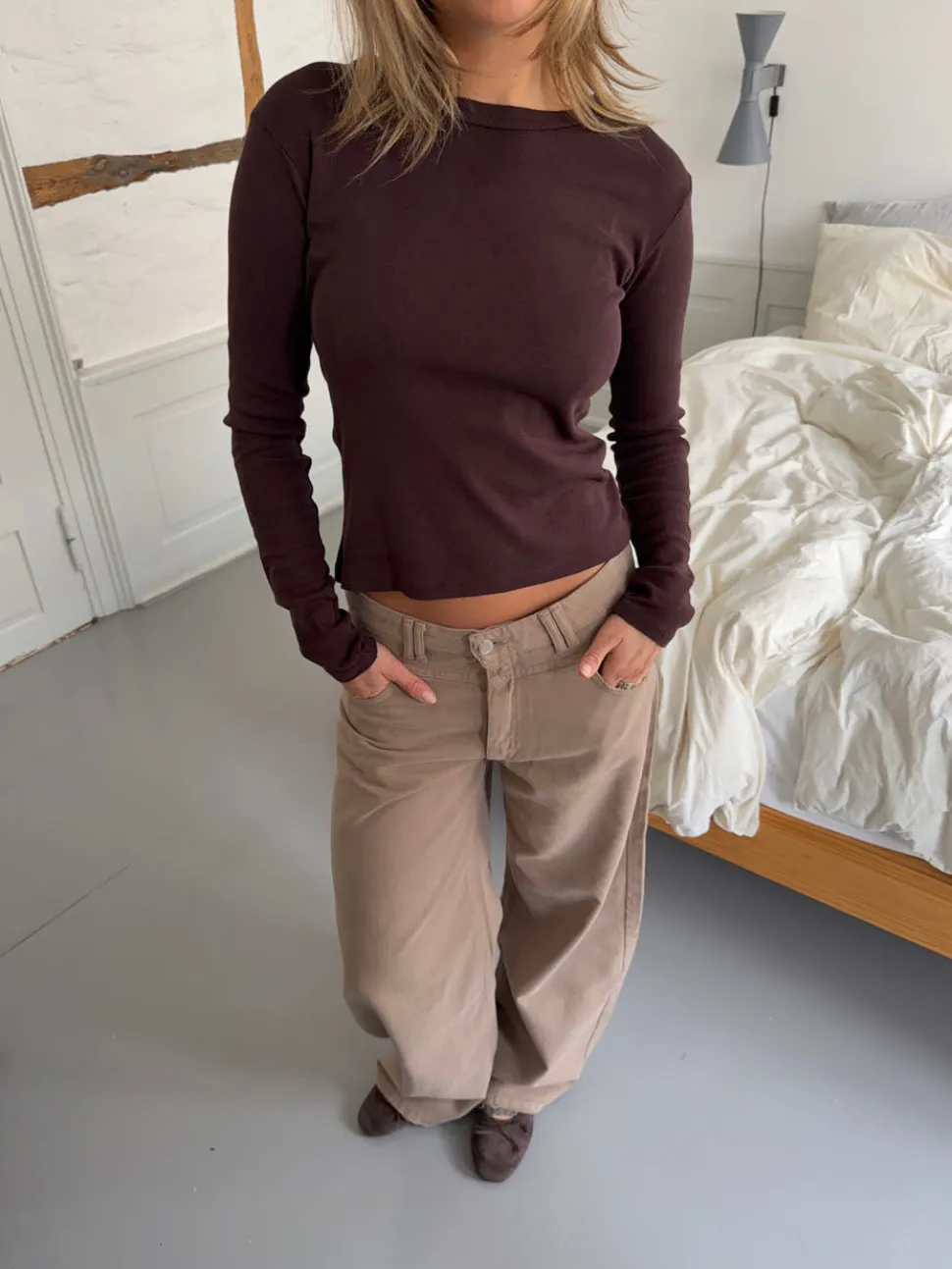 Roleo langærmet bluse - Brun
