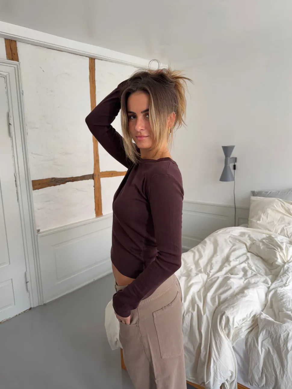 Roleo langærmet bluse - Brun