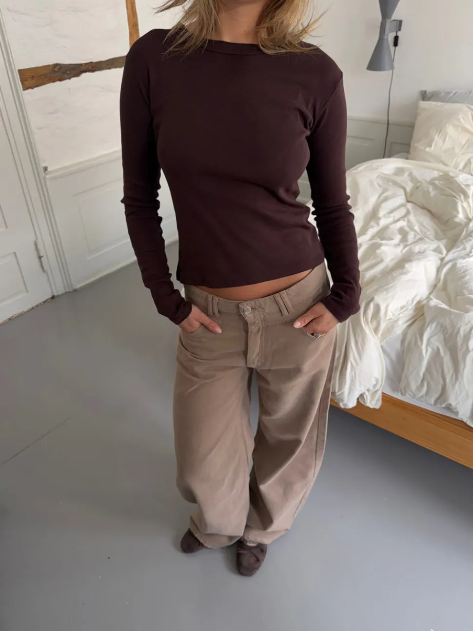 Roleo langærmet bluse - Brun