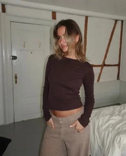 Roleo langærmet bluse - Brun