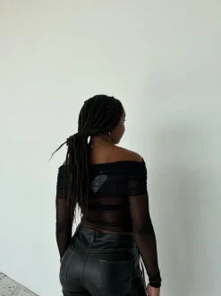 Romee mesh off-shoulder bluse