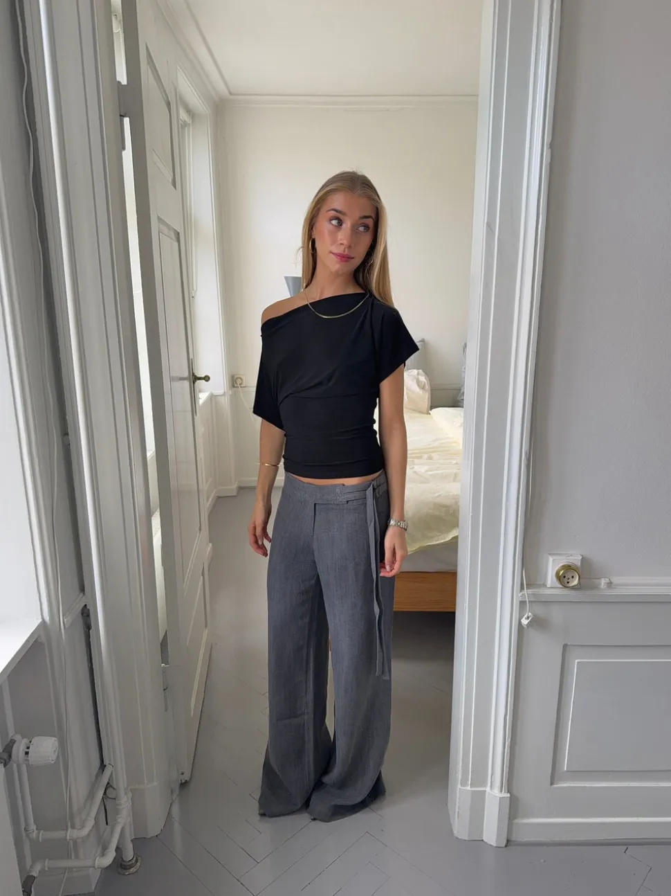 Ronya bukser med bælte - Grå