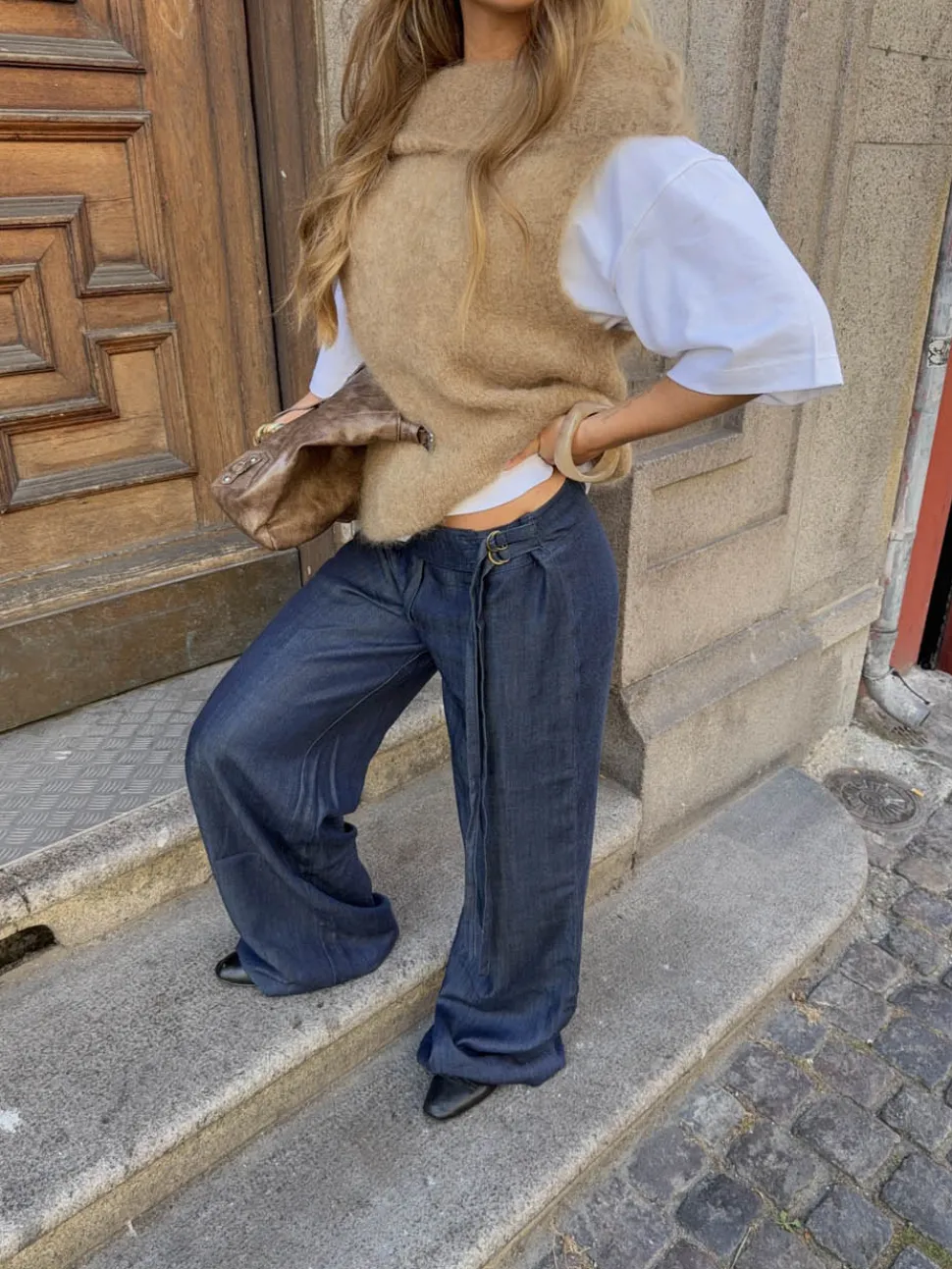 Ronya bukser med bælte - Mørkeblå