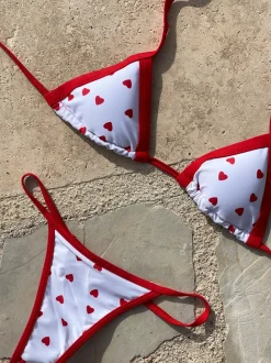 Rosella bikini med hjerter - Hvid/rød