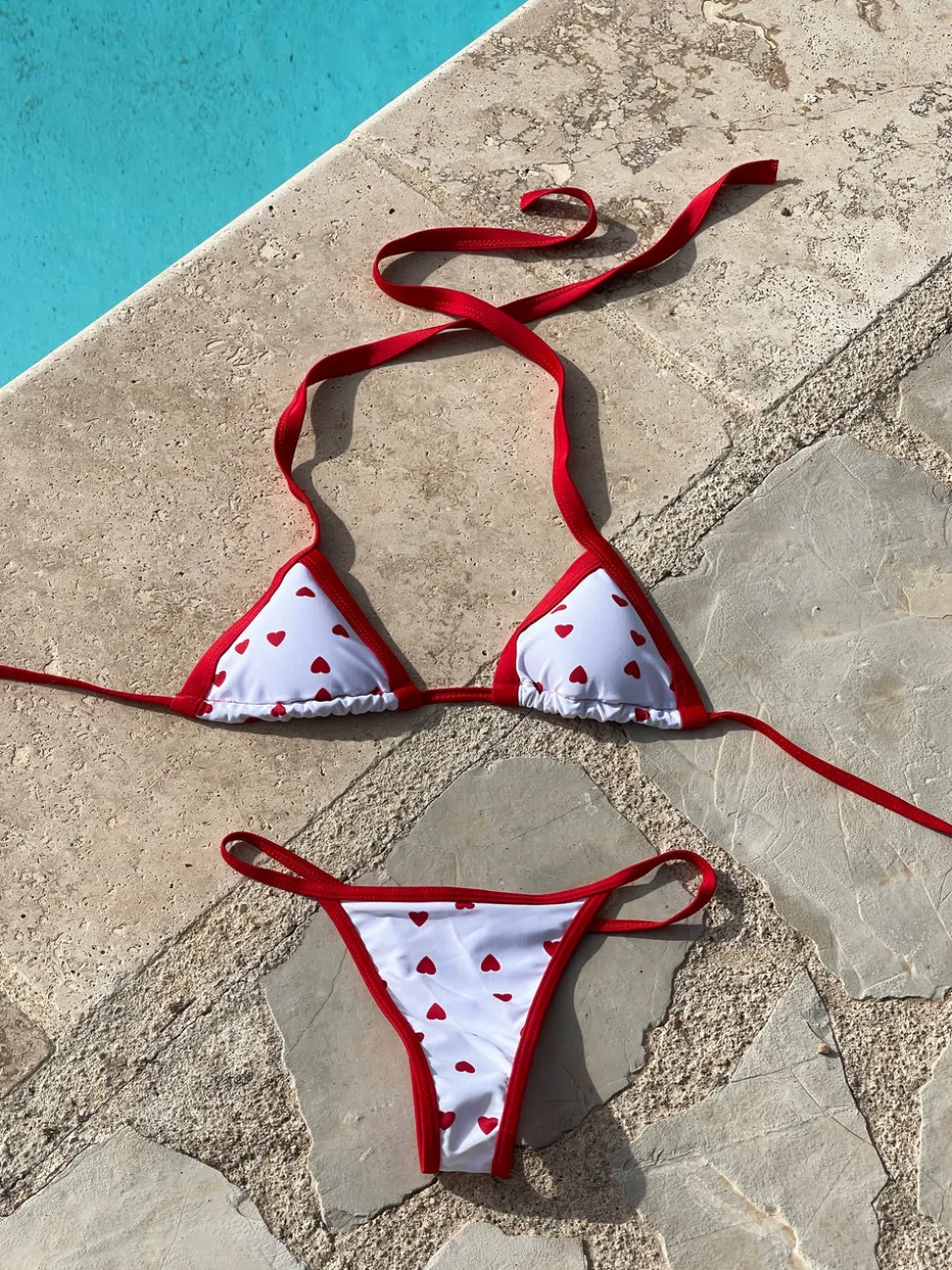 Rosella bikini med hjerter - Hvid/rød