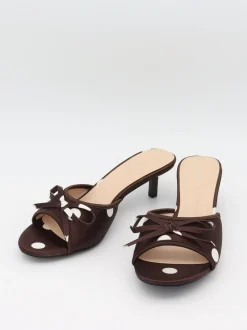 Rosita hæle med polkaprikker - Brun/hvid