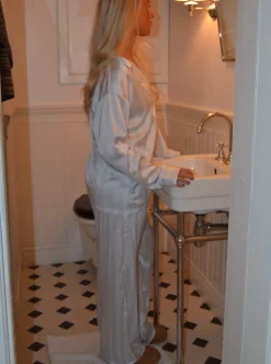 Sabine satin pyjamasbukser - Lyseblå