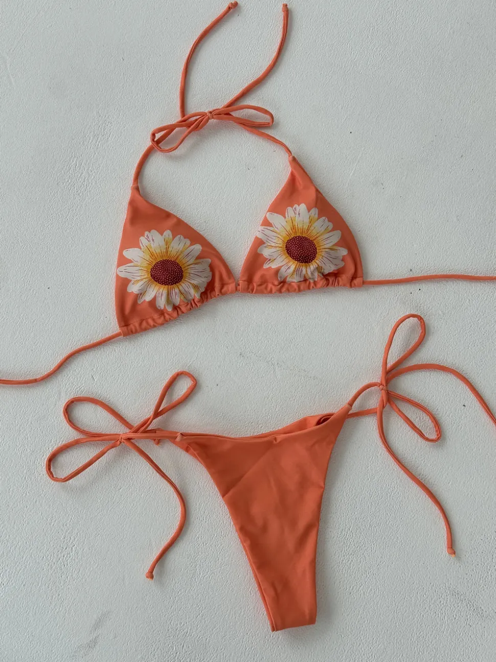 Sade bikini med blomster - Orange