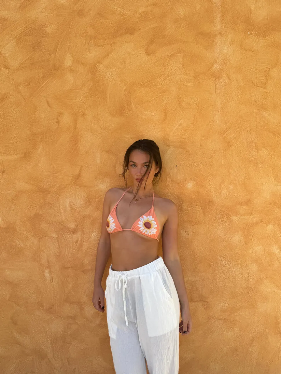 Sade bikini med blomster - Orange
