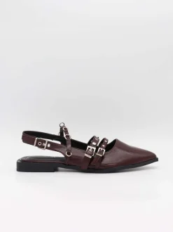 Saga slingback sandaler med spændedetaljer - Mørkerød