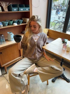 Sakura kortærmet cardigan - Brun