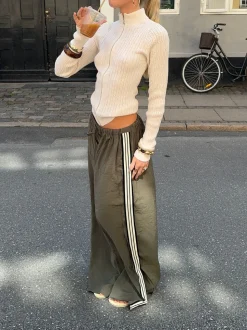 Samantha bukser med stribe detaljer - Kaki
