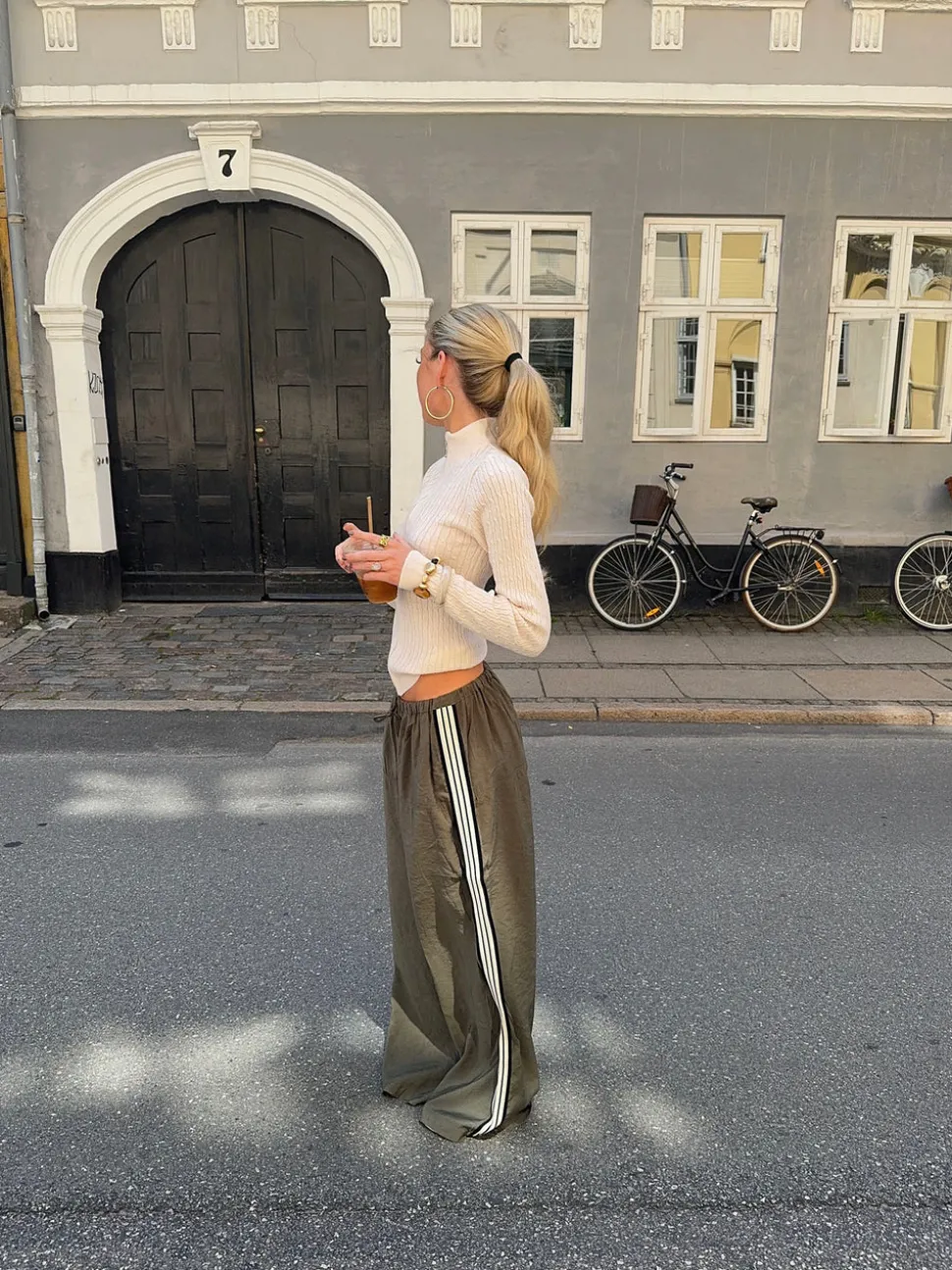 Samantha bukser med stribe detaljer - Kaki