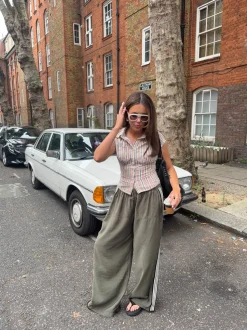 Samantha bukser med stribe detaljer - Kaki