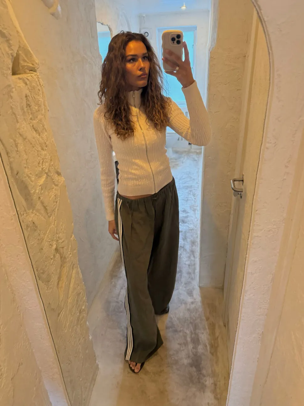 Samantha bukser med stribe detaljer - Kaki