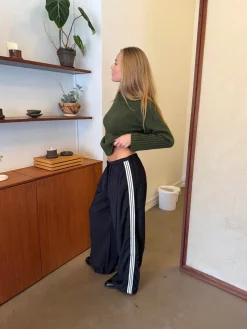 Samantha bukser med stribe detaljer - Sort/hvid