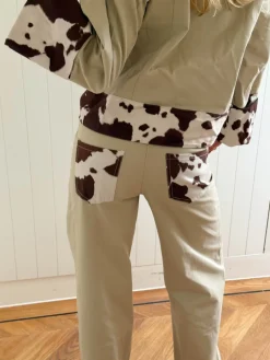 Scandivv jeans med koprint - Beige