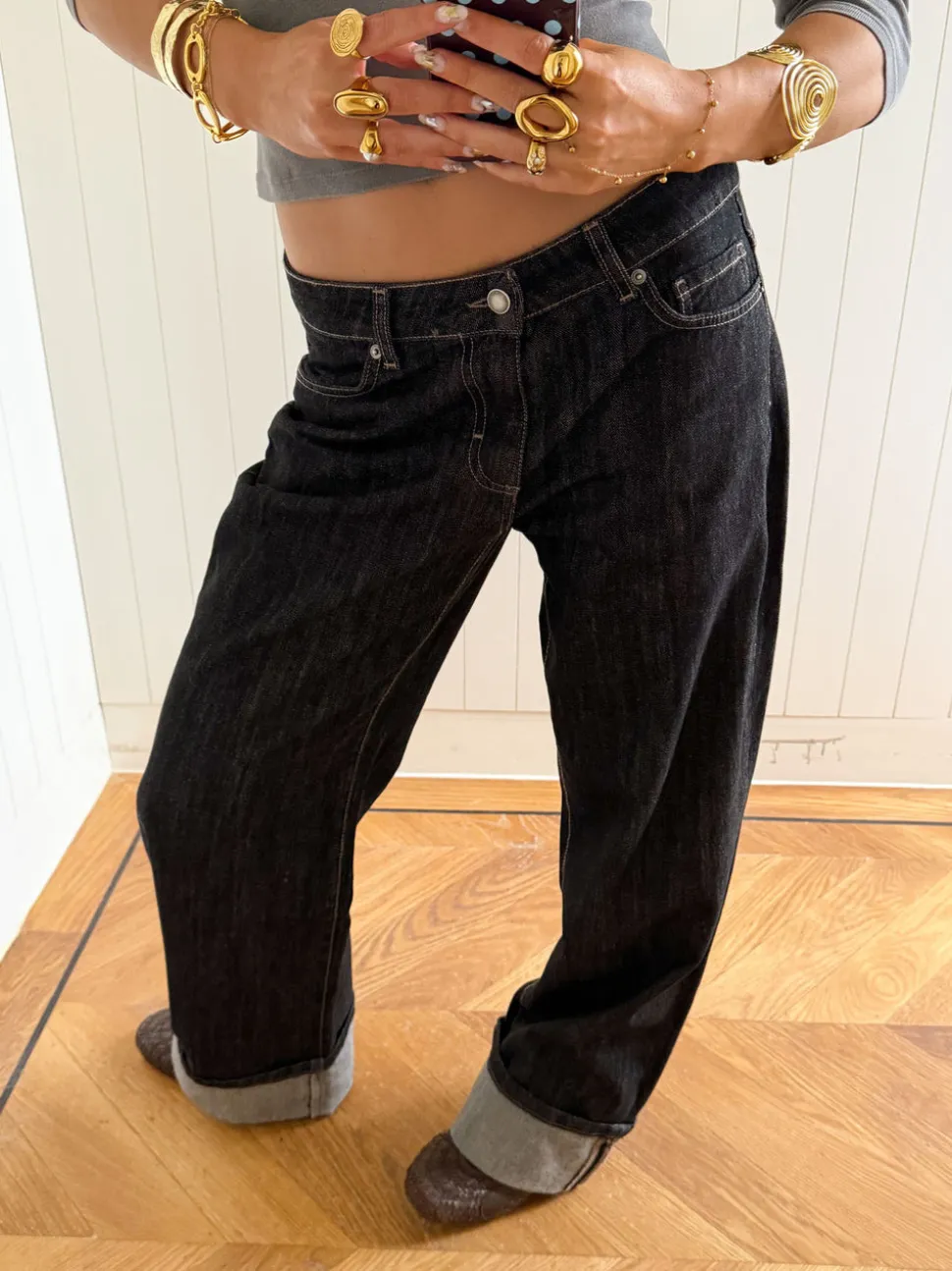 Scandivv jeans med opsmøg - Grå