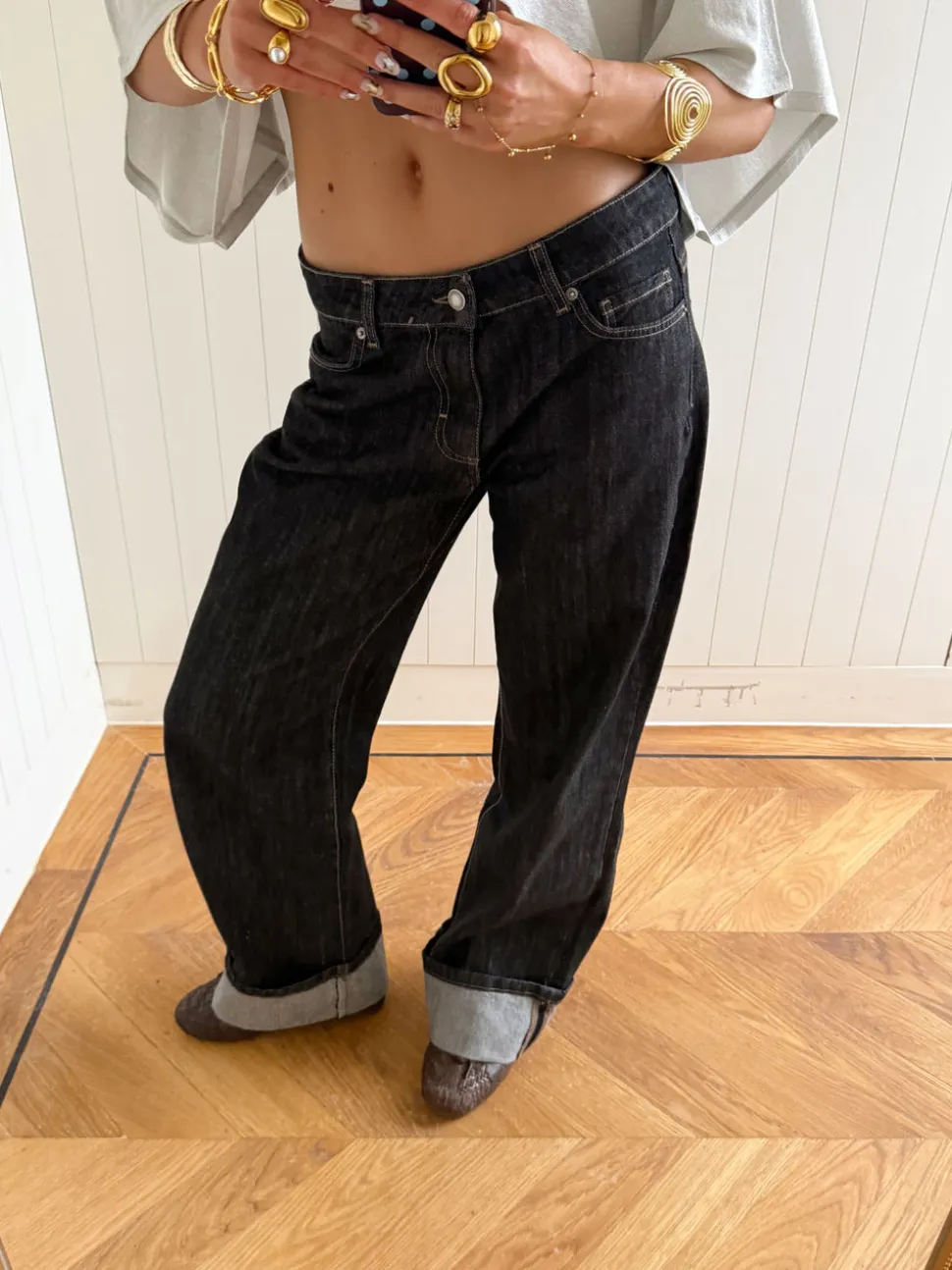 Scandivv jeans med opsmøg - Grå