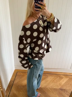Scandivv langærmet med prikker - Brun/creme