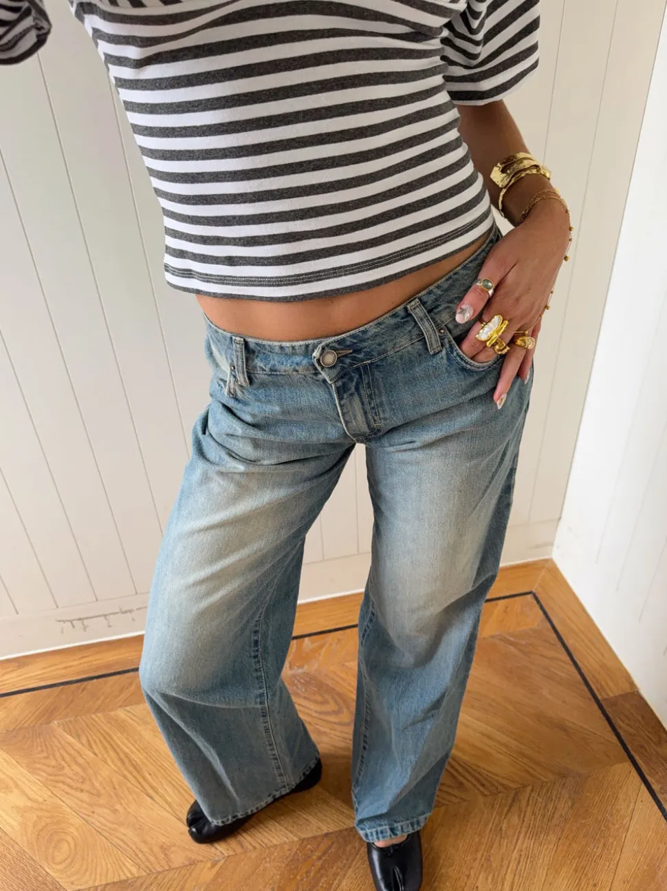 Scandivv lavtaljede jeans - Lys denim