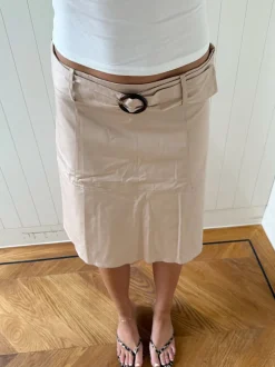 Scandivv nederdel med bælte - Beige