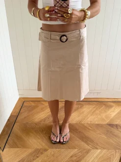 Scandivv nederdel med bælte - Beige