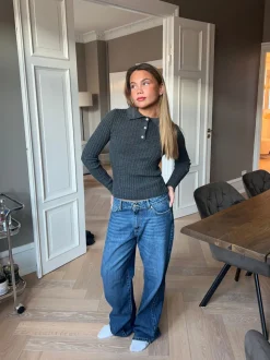 Sessa lavtaljede jeans - Blå denim
