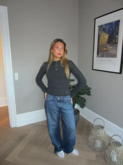 Sessa lavtaljede jeans - Blå denim