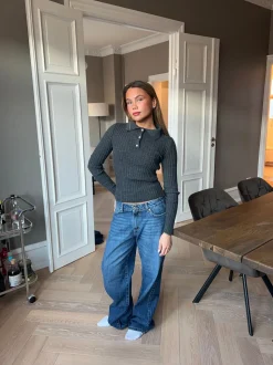 Sessa lavtaljede jeans - Blå denim
