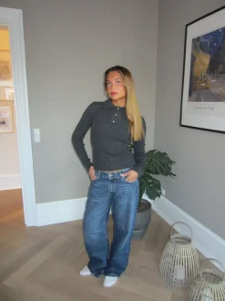 Sessa lavtaljede jeans - Blå denim