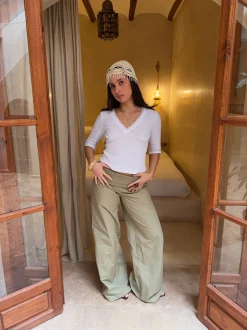 Shayla bluse med trekvartærmer - Hvid