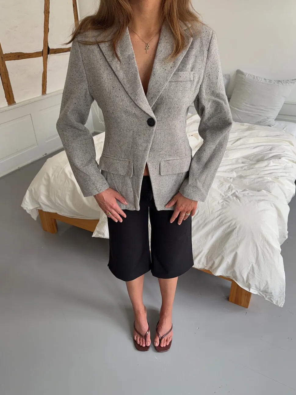 Sienna blazer i uld - Lysegrå