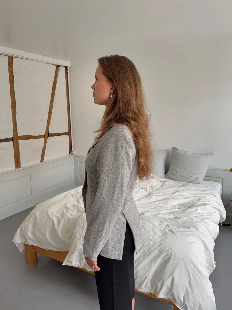 Sienna blazer i uld - Lysegrå