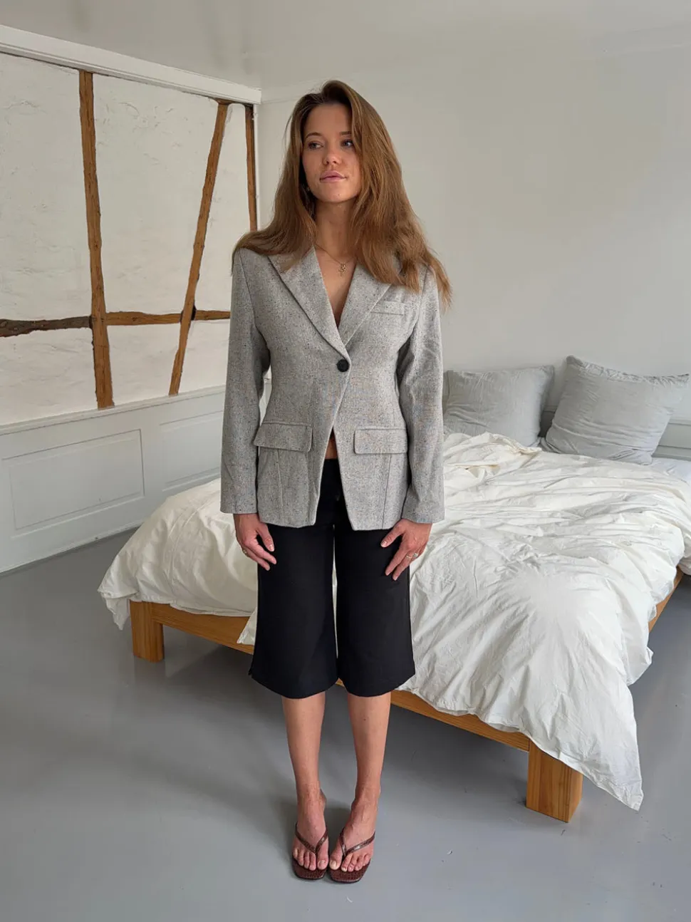 Sienna blazer i uld - Lysegrå