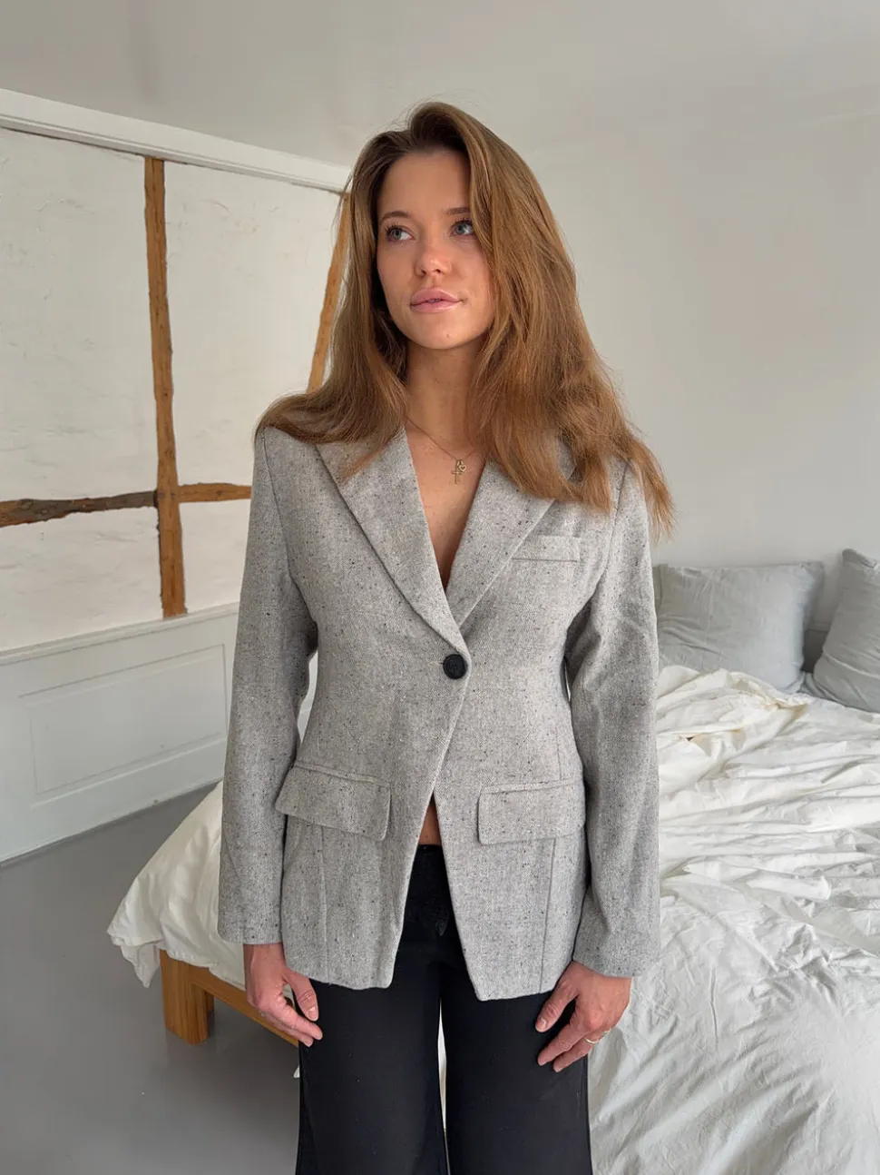 Sienna blazer i uld - Lysegrå