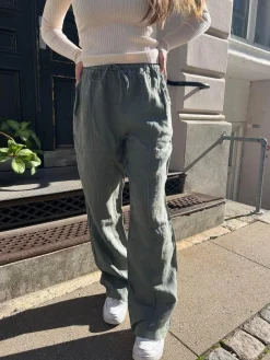 Signe hør bukser - kaki