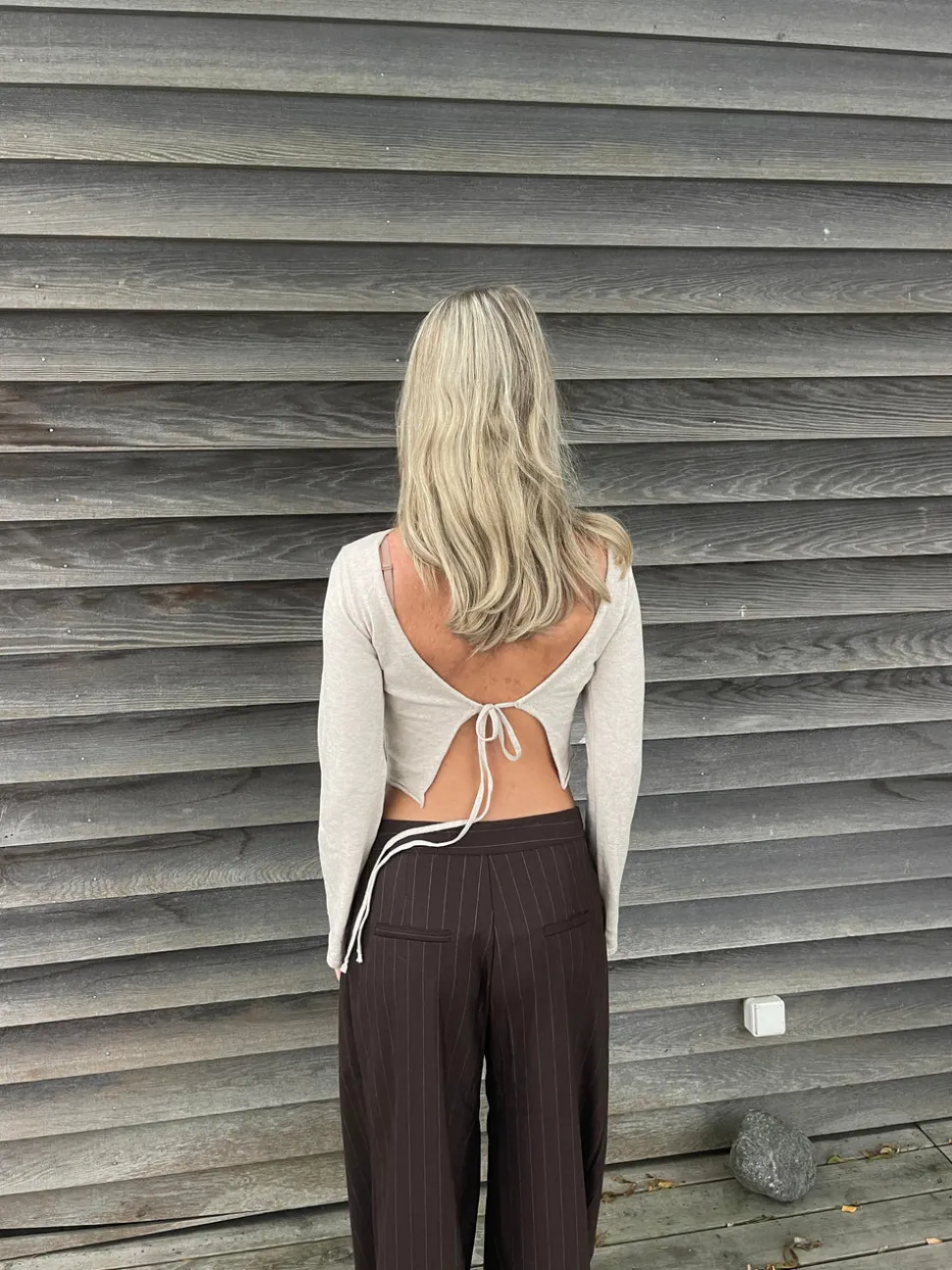 Simona 2 ways bindebluse - Beige
