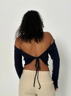 Simona 2 ways bindebluse - Navy
