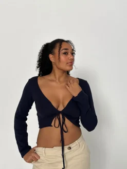 Simona 2 ways bindebluse - Navy