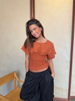 Sina top med smock - Orange