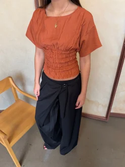 Sina top med smock - Orange