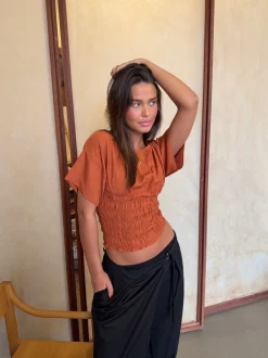 Sina top med smock - Orange