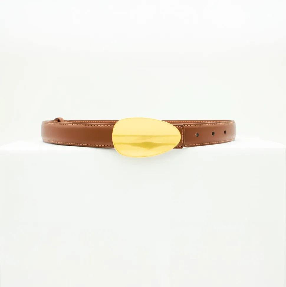 Sleek bælte - Brun/guld