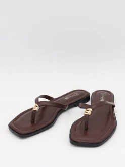 Sofija sandaler med gulddetalje - Brun/guld