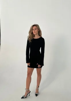 Solange glitterkjole med åben ryg - Sort