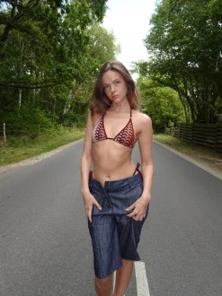 Soleil bikini med mønster - Bordeaux/orange/gul